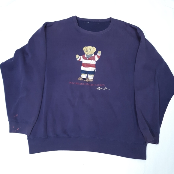 Vintage Distressed Polo Bear Crewneck Sweatshirt